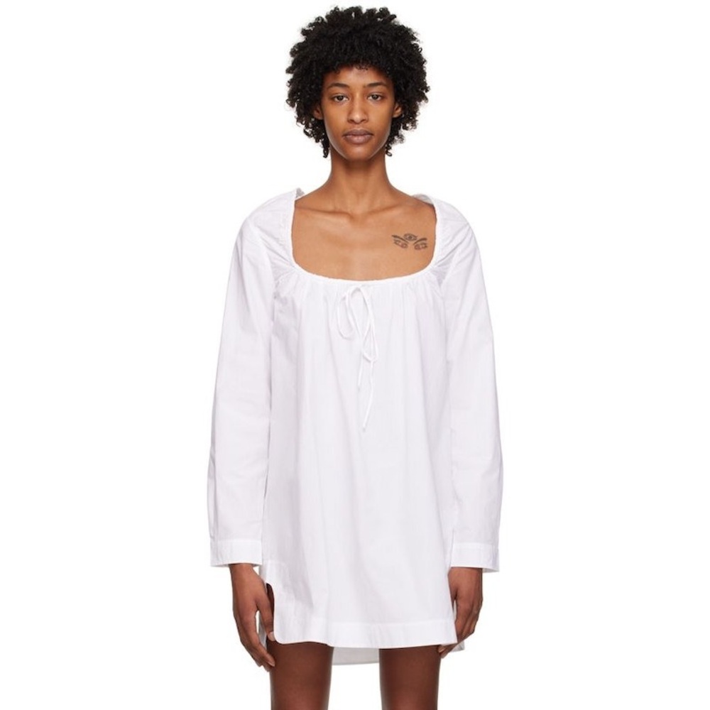 Ganni | Cotton Poplin Square Neck Mini Dress